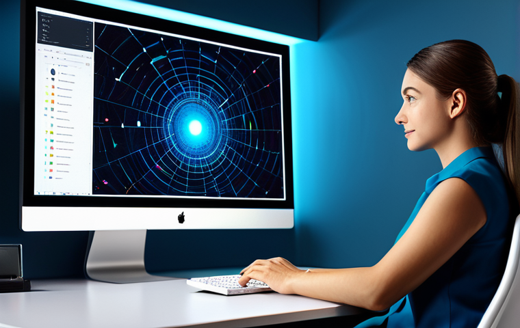 A creative individual, fully clothed in modest, professional attire, sitting comfortably at a modern desk. Their gaze is fixed on a large, illuminated monitor displaying a vibrant, non-representational AI-generated artwork, evoking a sense of wonder and effortless creation. The hands are gently positioned near a keyboard, suggesting interaction. The background is a clean, well-lit home office or studio space, with artistic elements subtly visible. The scene highlights the democratization of art through technology. Professional photography, high detail, perfect anatomy, correct proportions, natural pose, well-formed hands, proper finger count, natural body proportions, safe for work, appropriate content, professional, family-friendly.