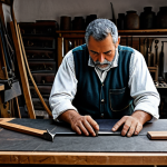 **

"A leather craftsman in a traditional Andalusian workshop, fully clothed, using AI software on a modern computer to optimize leather cutting, minimizing waste. The workshop is filled with traditional tools and materials, alongside the modern technology. Appropriate attire, safe for work, perfect anatomy, natural proportions, professional photography, high quality, professional."

**