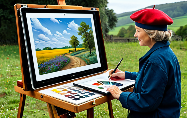 AI Assisting a Landscape Painter**

"A landscape painter wearing a beret and appropriate clothing, working on a canvas outdoors, an AI program on a tablet displaying various color palettes and compositional suggestions, fully clothed, safe for work, perfect anatomy, natural proportions, professional photography, modest, family-friendly."

**