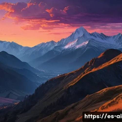 AI 예술 작품 - **Prompt:** "A breathtaking, impressionistic painting of a serene sunset over the Pyrenees mountains...