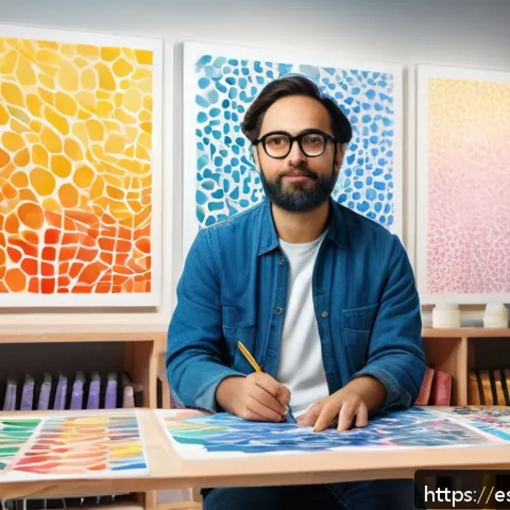AI 예술과 디지털 페인팅 - A contemporary digital artist in a bright, modern studio, blending traditional painting techniques w...